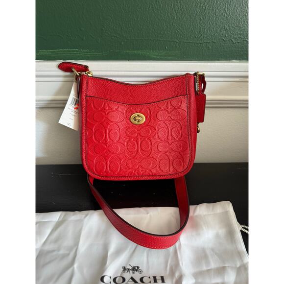 Coach Chaise Crossbody Bag Signature Leather RED NWT - Picture 3 of 7